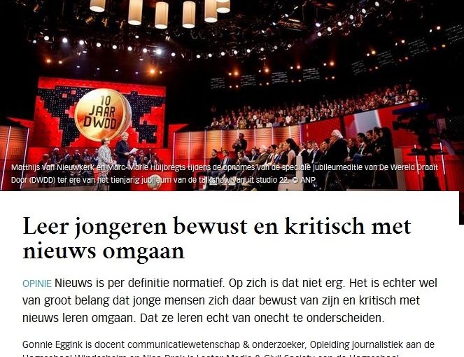 Docenten in de Volkskrant: “Leer jongeren bewust en kritisch met nieuws omgaan”