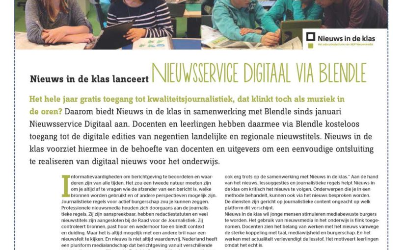 Artikel Nieuwsservice Digitaal in Vives