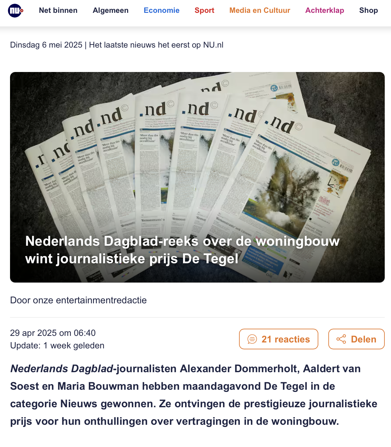 De Tegel Nu.nl